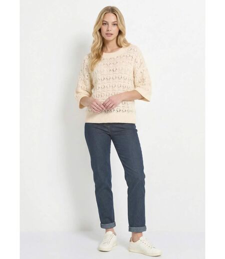 Pull manches courtes en maille ajourée