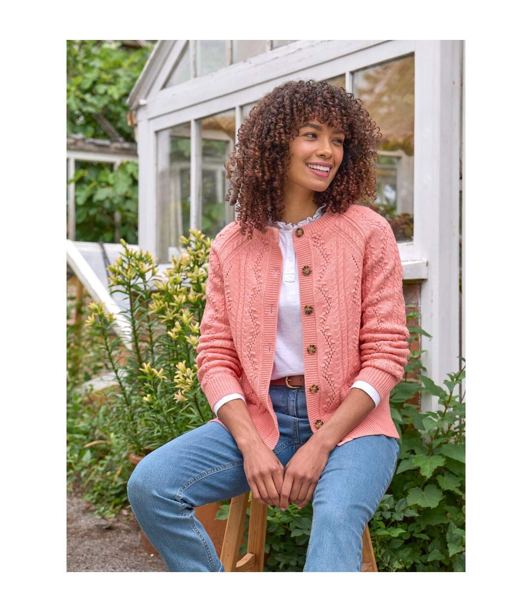 Cardigan Motif/style Fil Femme Rose Chiné WoolOvers-1