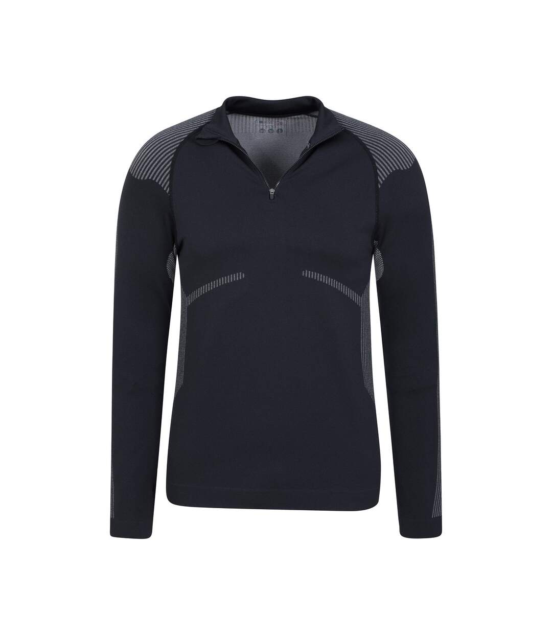 Mountain Warehouse Mens Freestyle Seamless Zip Neck Base Layer Top (Black)