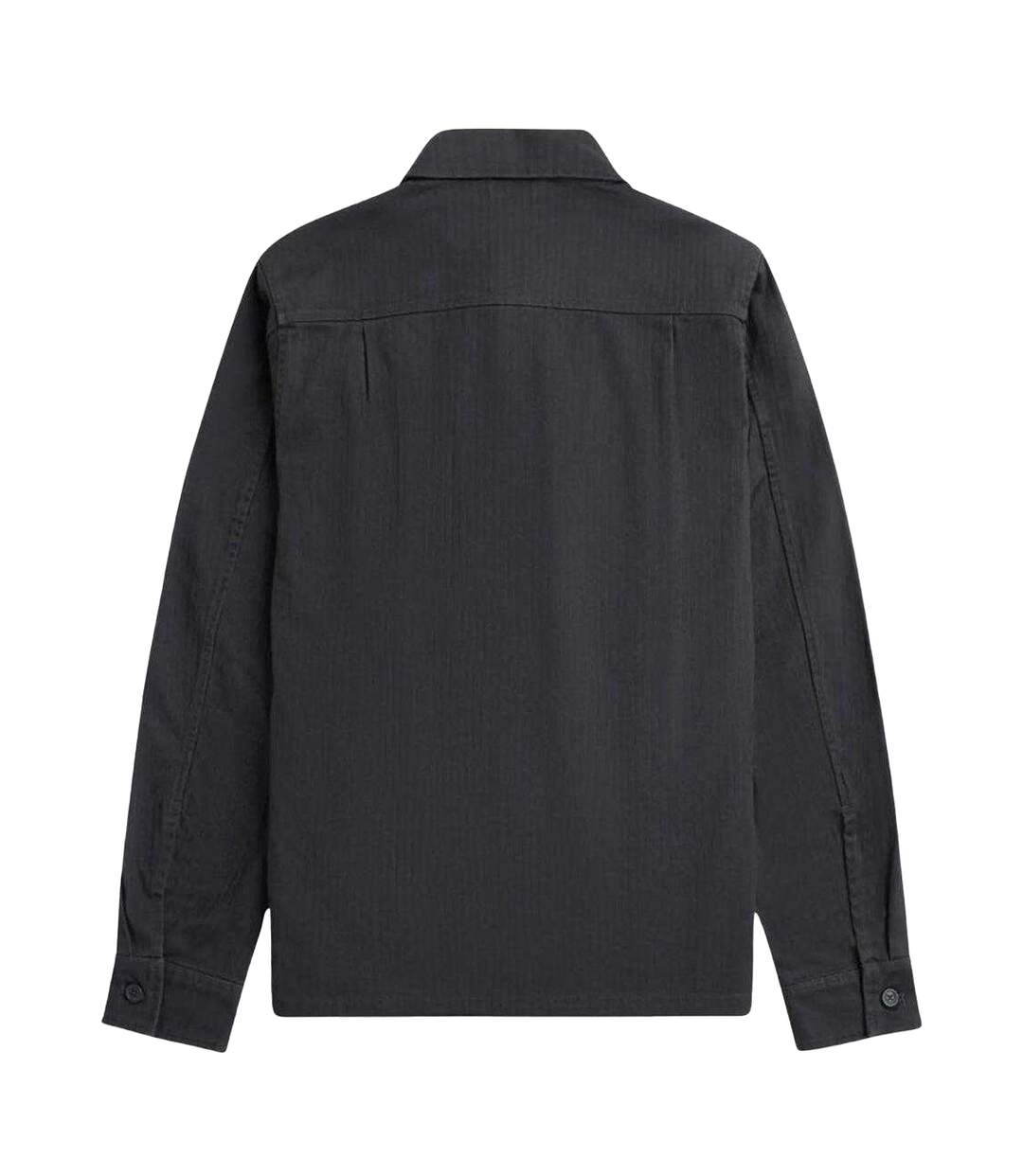 Mens Anchor Herringbone Overshirt Grey Fred Perry-2