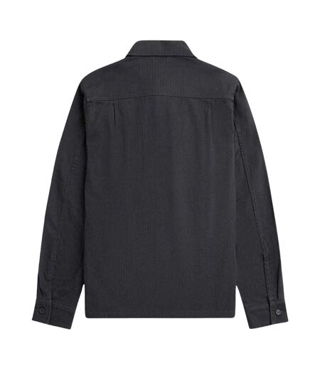 Mens Anchor Herringbone Overshirt Grey Fred Perry