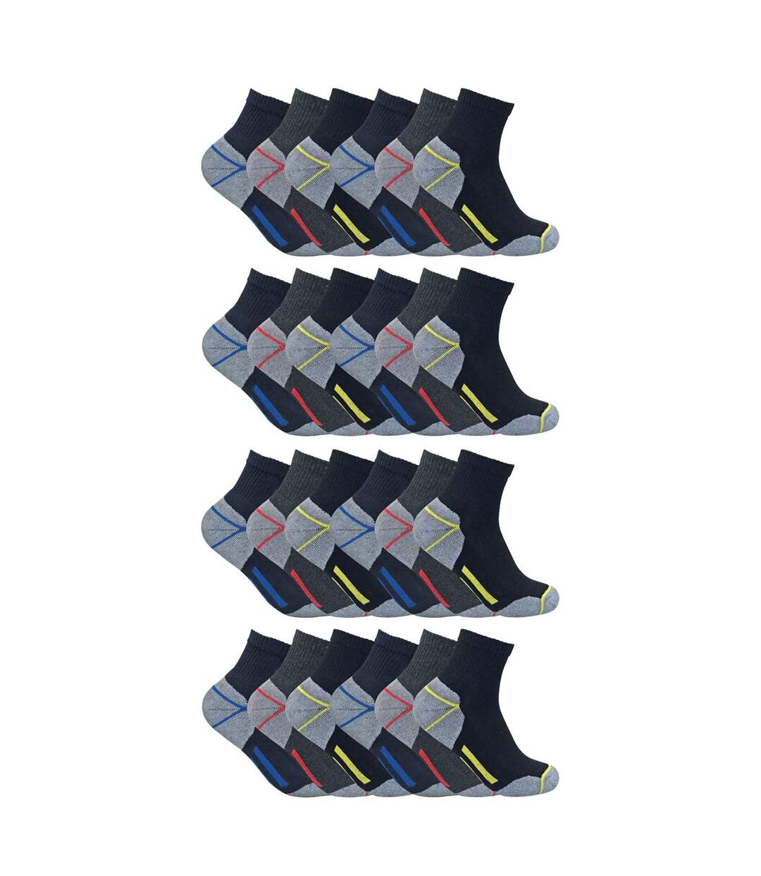 24 Pairs Mens Multipack Ultimate Cotton Rich Work Ankle Socks-1