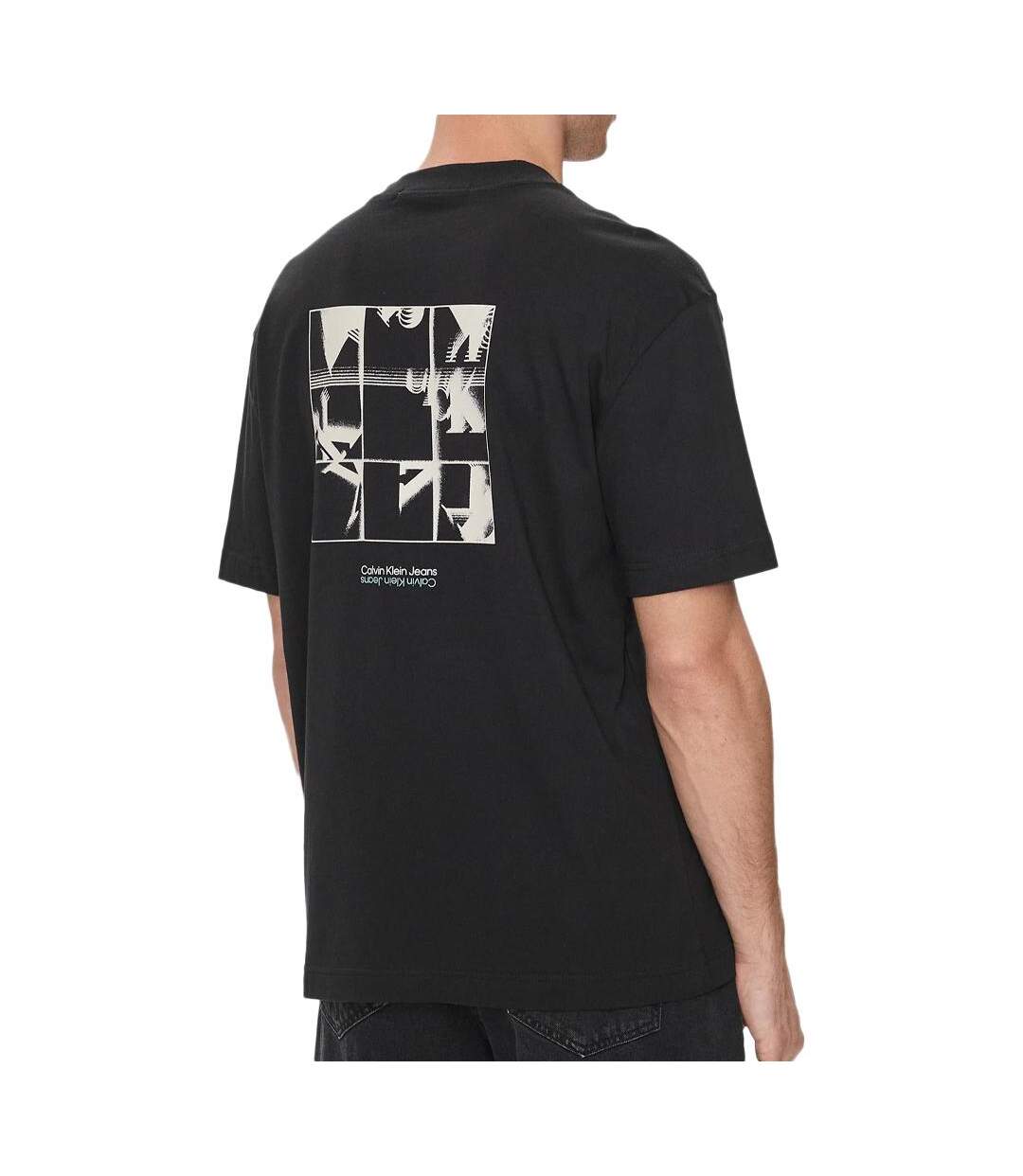 T-shirt Noir Homme Calvin Klein Jeans Grid Monogram - M