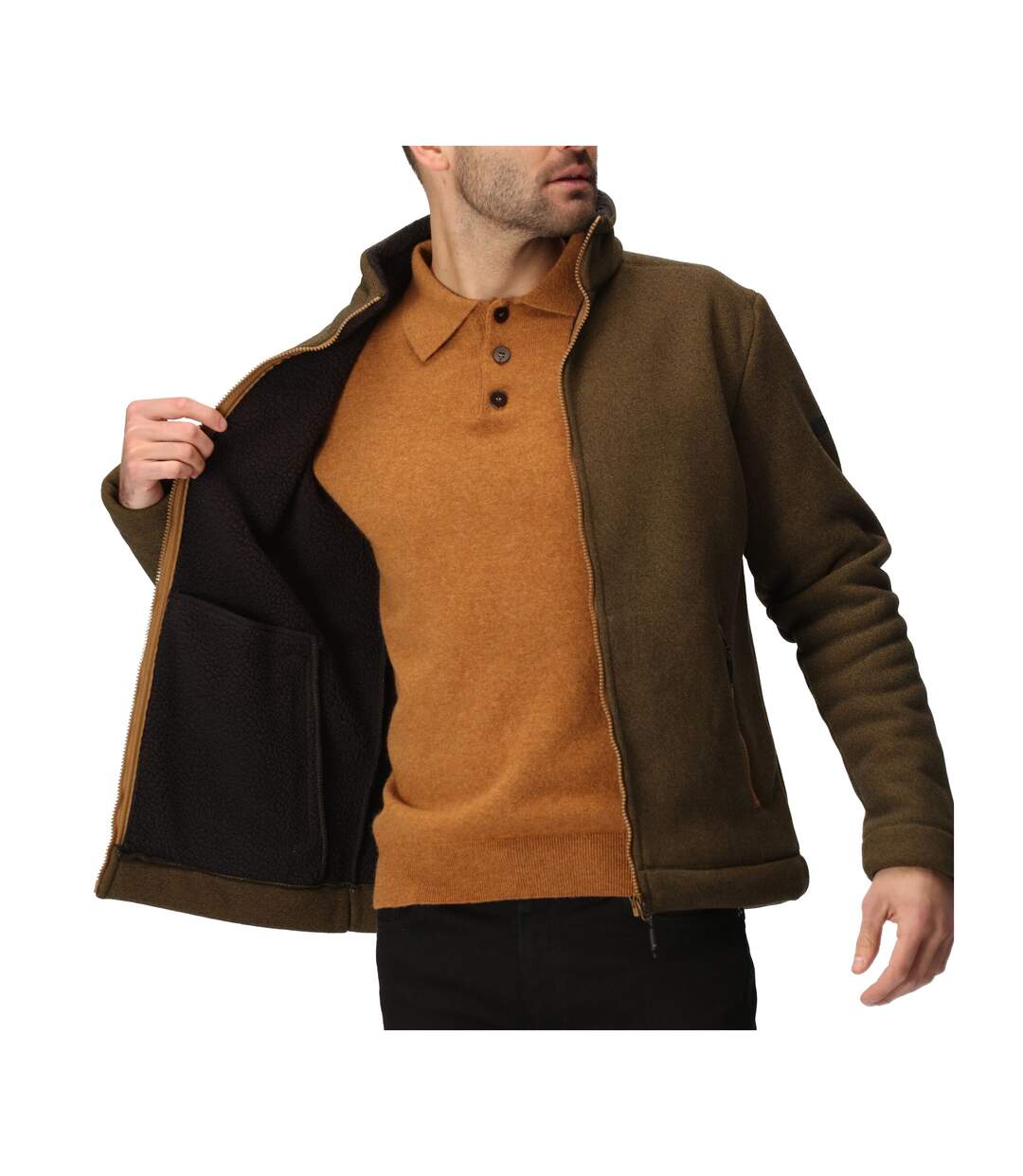 Mens Garrian Ii Full Zip Fleece Jacket Burnt Henna Black Regatta-4