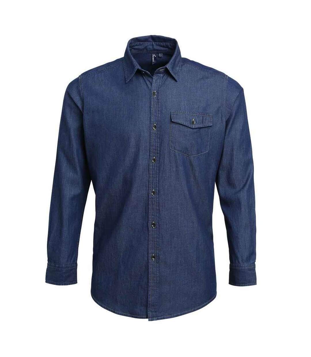 Mens denim contrast stitching shirt indigo denim Premier