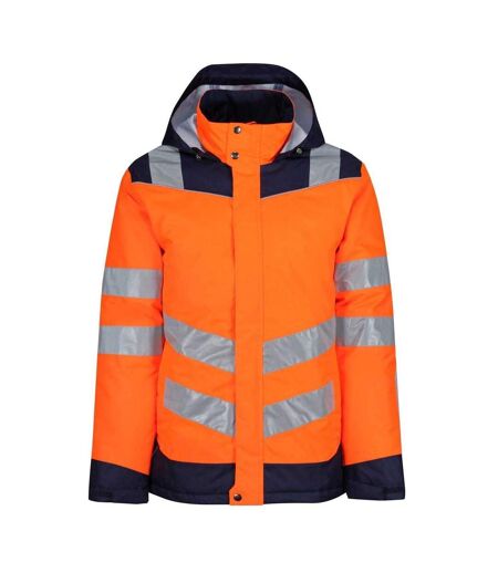 Mens Hi-vis Safety Jacket Orange Navy Regatta