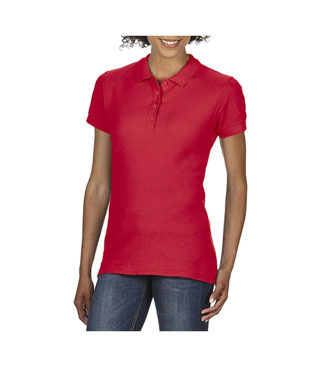 Softstyle Womens/ladies Polo À Manches Courtes En Double Piqué Rouge Gildan-1