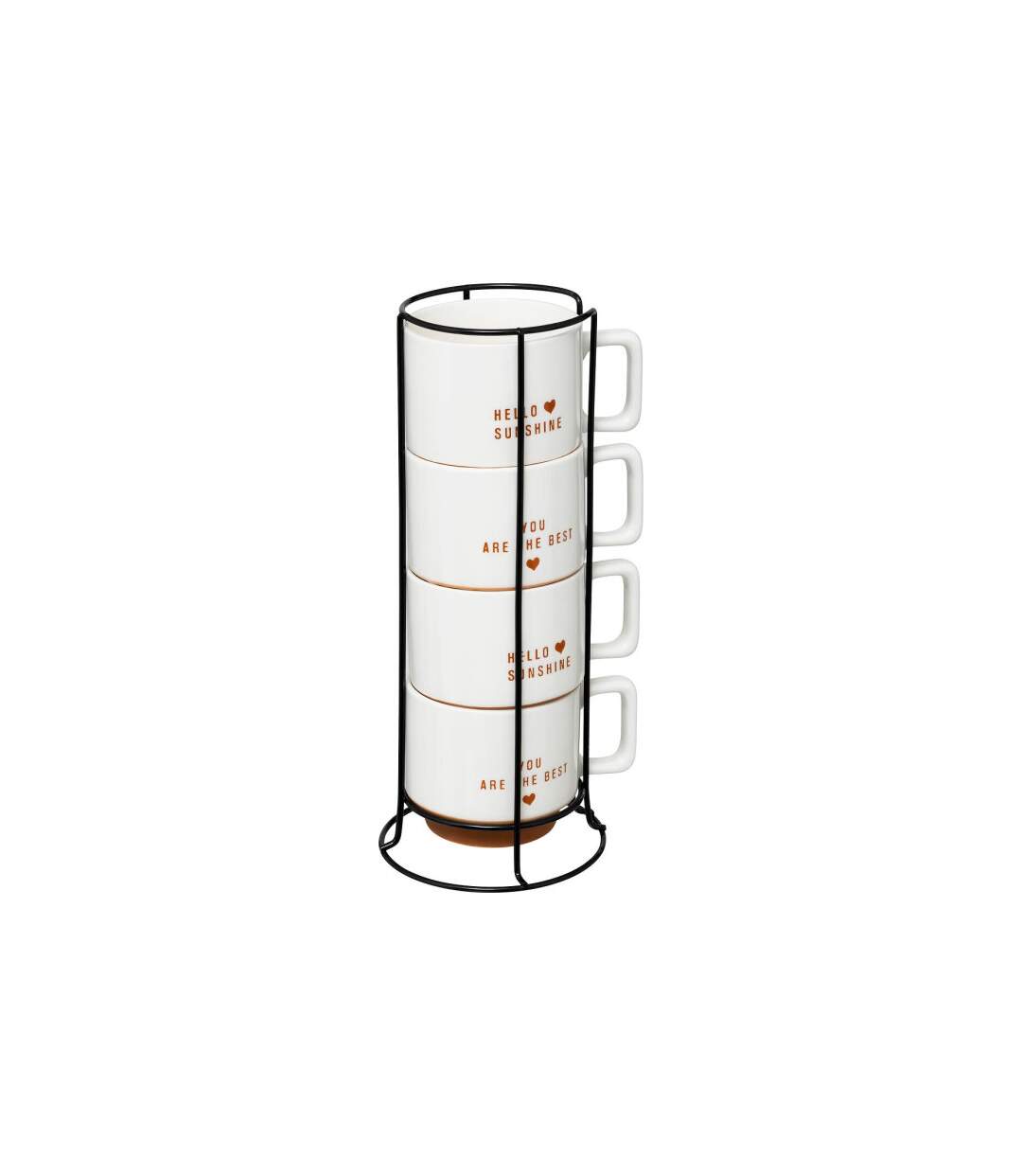 Lot de 4 Mugs sur Rack Hello 30cl Blanc-1