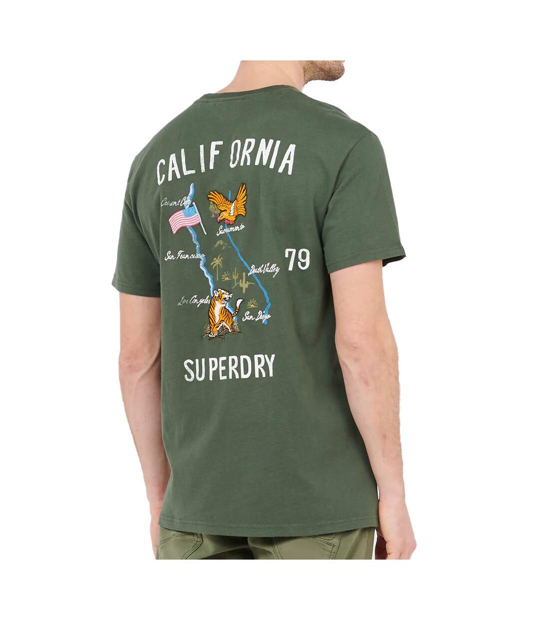 T-shirt Kaki Homme Superdry Military Box