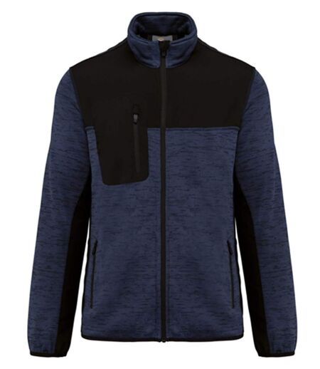 Veste recylée en polytricot - WK9108 - bleu marine chiné et noir