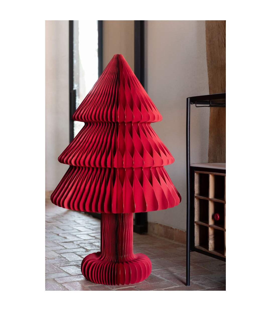 Sapin de Noël en Papier Pliable 100cm Rouge-3
