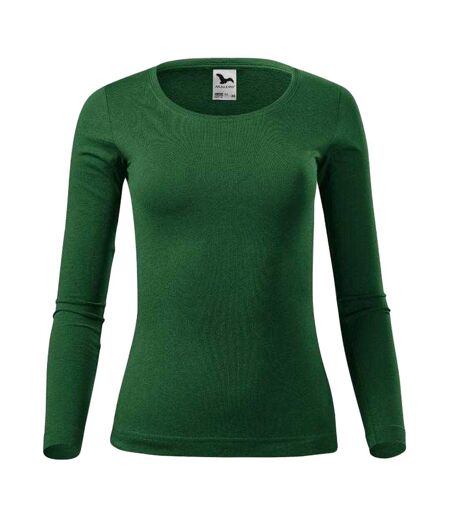 T-shirt Manches Longues Motif/style Uni Femme Vert Kaki Malfini