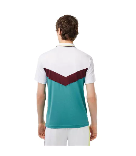 Polo Tennis Daniil Medvedev Homme Blanc Bleu Lacoste