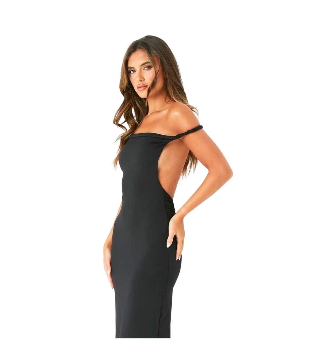 Womens/ladies Slinky Maxi Dress Black Missy Empire-3