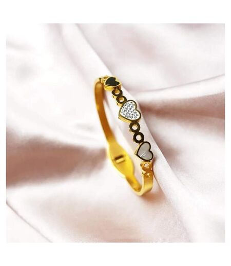 Three Heart Shape Zircon Couple Love Fashion Open Bangle Bracelet