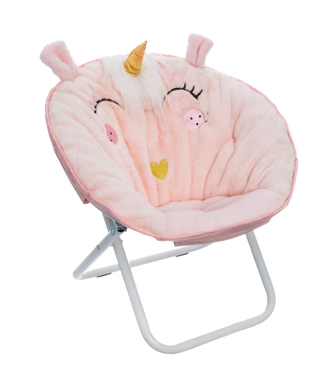 Fauteuil loveuse enfant pliante Licorne - L. 50 x H. 50 cm - Rose-1