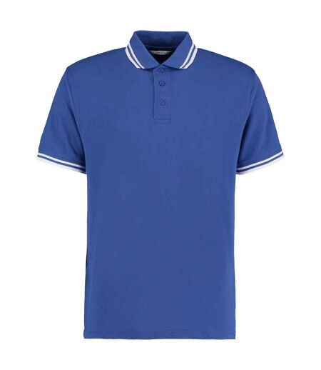 Polo Motif/style Rayure Contrastée Sur Bord Homme Bleu Roi Blanc Kustom Kit