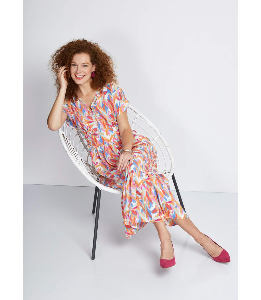 Robe longue volantée smockée dos-4