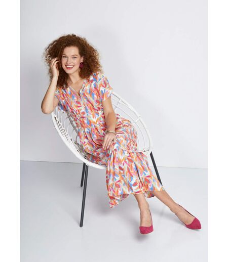 Robe longue volantée smockée dos