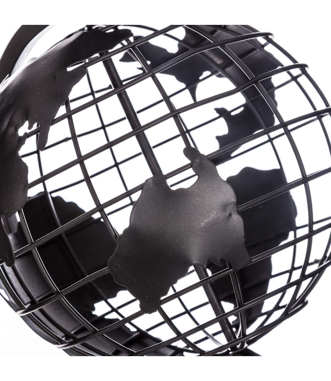 Globe terrestre en métal - Noir - H. 28 cm-2