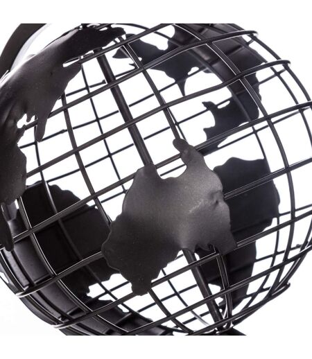 Globe terrestre en métal - Noir - H. 28 cm