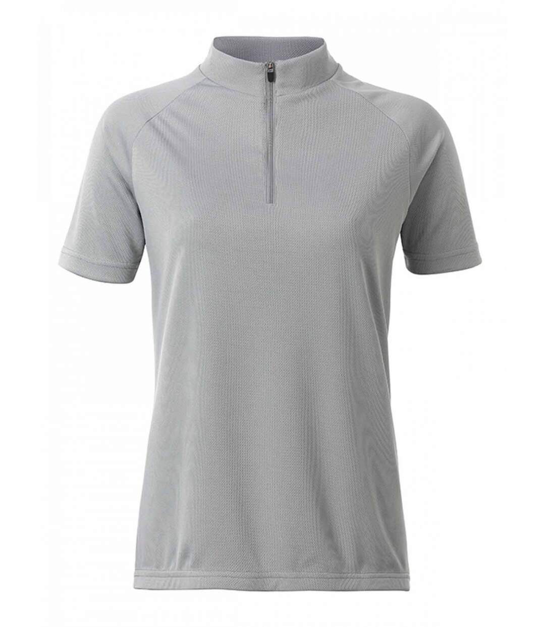 maillot cycliste zippé - FEMME - JN511 - gris argent-2