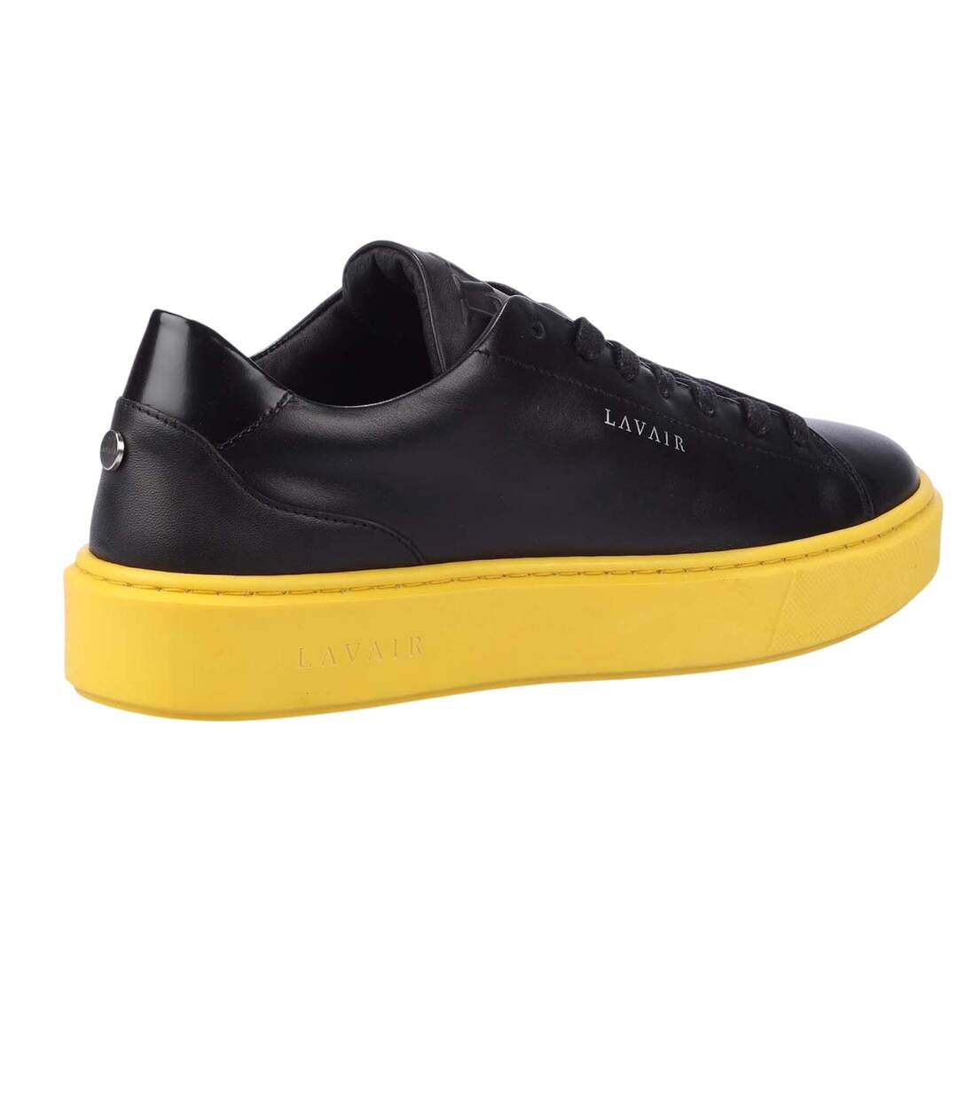 Mens Luna Nappa Leather Platform Trainers Black Yellow Lavair-2