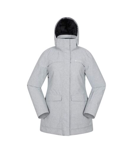Womens/ladies Snowdrift Waterproof Ski Jacket Light Grey Mountain Warehouse