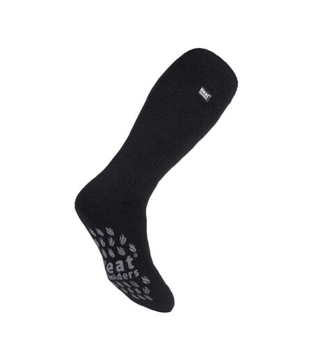 Mens Winter Fleece Lined Knee High Slipper Socks with Anti Slip Grippers