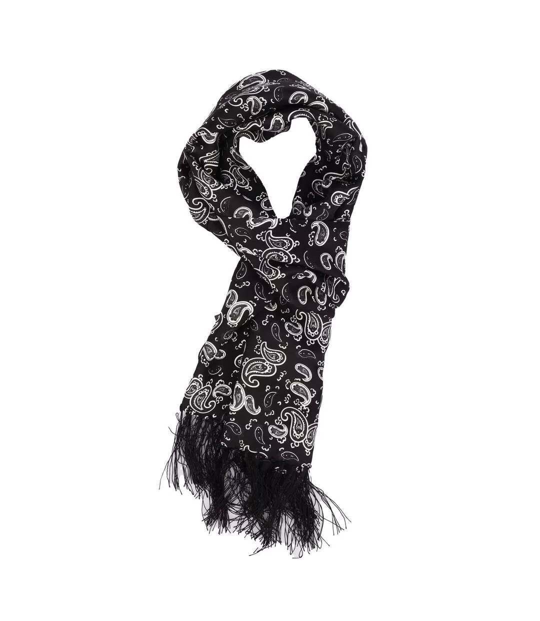 Womens/ladies One Paisley Silk Scarf One Size Black White Luke 1977-1