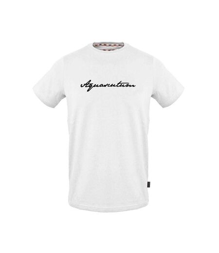 Mens Logo Ribbed Collar T-shirt White Aquascutum