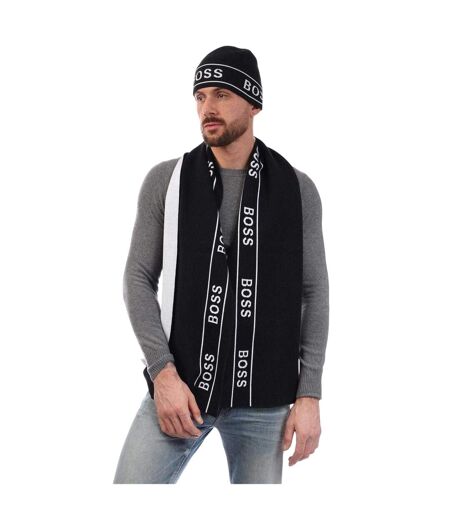 Ensemble Bonnet Et Écharpe Motif/style Logo Répété Homme Taille Unique Noir Boss