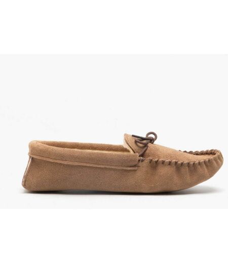 Mokkers Mens Jake Suede Moccasin Slippers (Taupe) - UTDF2060