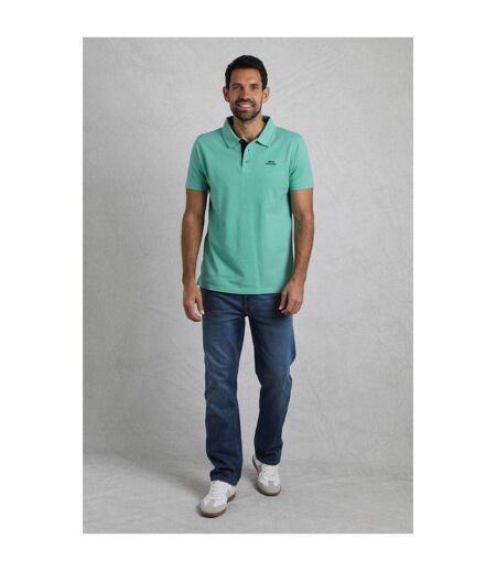 Mens Miles Pique Organic Polo Shirt Aqua Marine Weird Fish