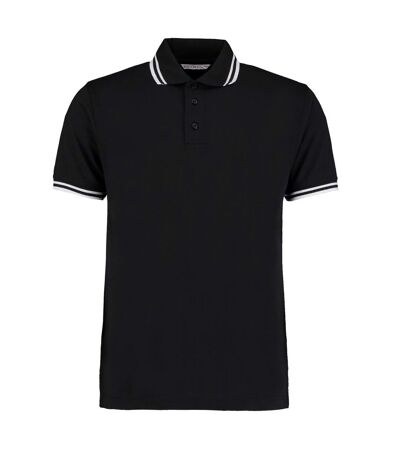 Kustom Kit Mens Tipped Cotton Pique Polo Shirt (Black/White)