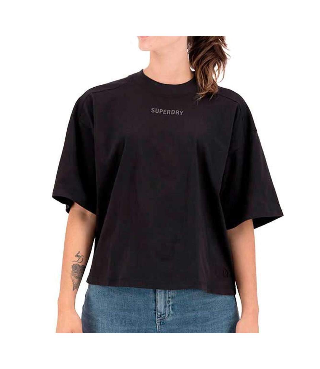 T-shirt Noir Femme Superdry Tech Boxy - 34-1