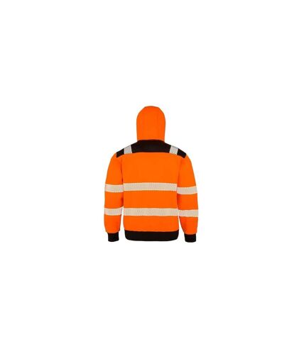 Mens safety hoodie fluorescent orange/black Result Genuine Recycled