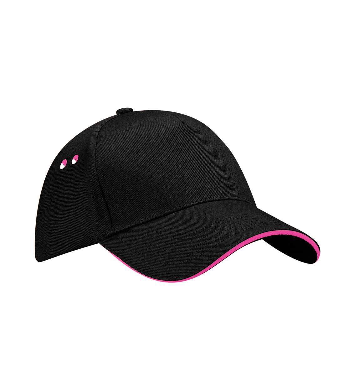 Unisex adult ultimate sandwich peak cap black/fuchsia Beechfield-1