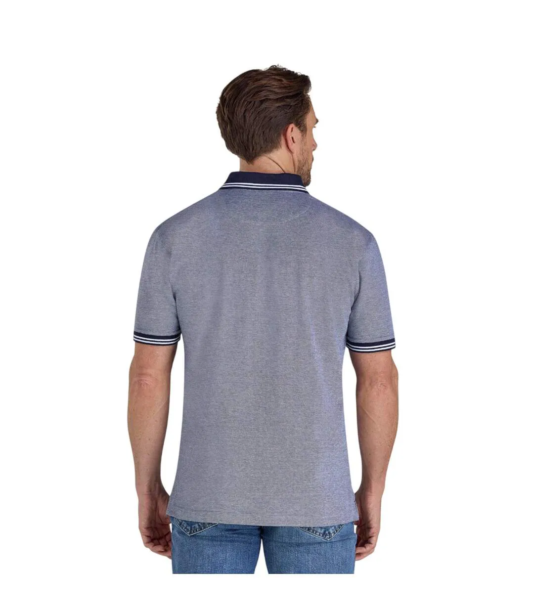 Mens Two Tone Pique Polo Shirt Navy Raging Bull-3