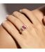 Bague Argent Hexagone Rouge