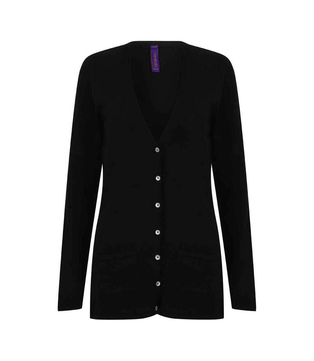 Womens/ladies cotton acrylic v neck cardigan black Henbury-1