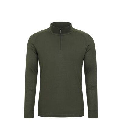 Mens Talus Zip Neck Long-sleeved Thermal Top Khaki Green Mountain Warehouse
