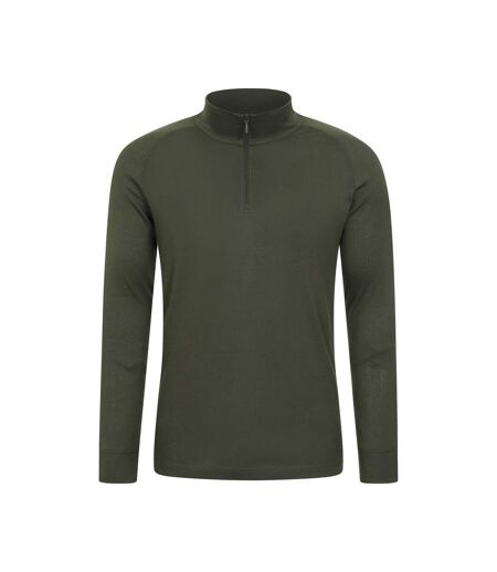 Mens Talus Zip Neck Long-sleeved Thermal Top Khaki Green Mountain Warehouse