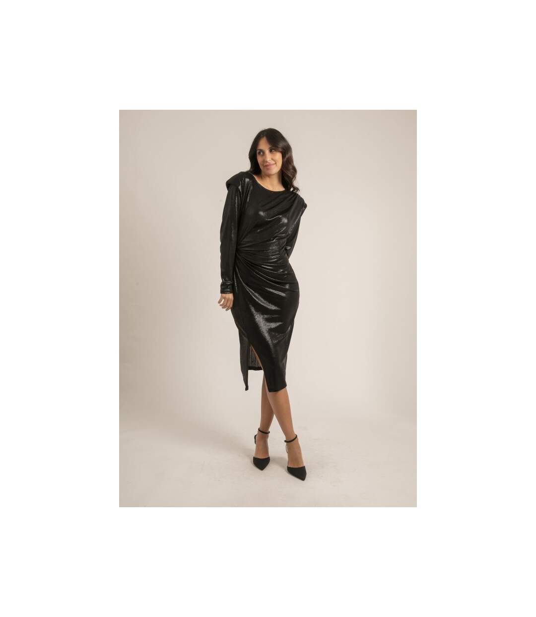 Robe manches longues drapée ILUNA - Dona X Lisa-4