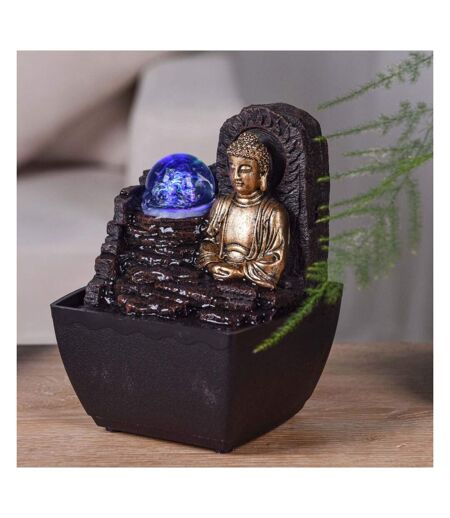 Petite fontaine d'intérieure en résine avec LED bouddha Theravada