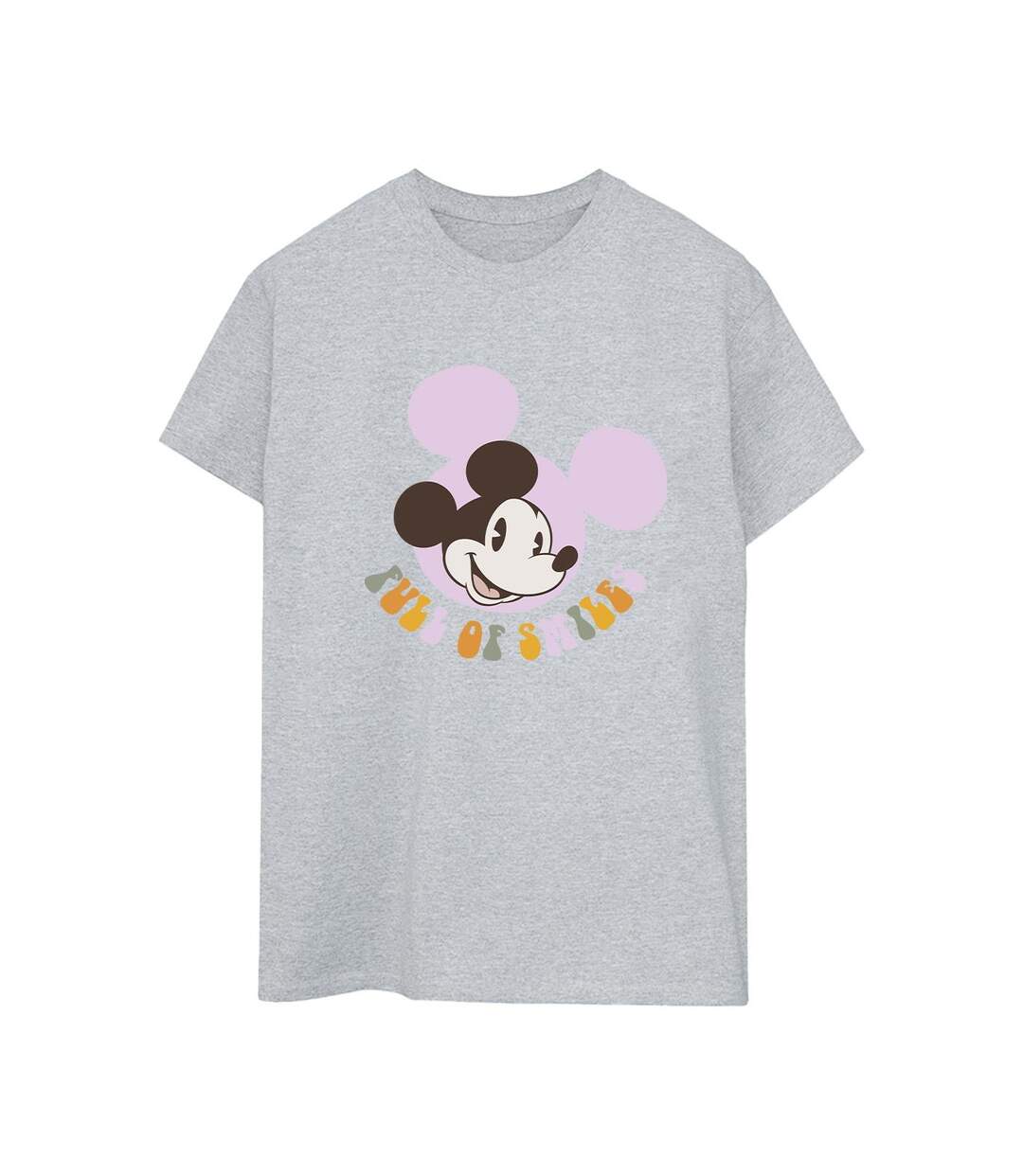 Disney Womens/Ladies Mickey Mouse Full Of Smiles Cotton Boyfriend T-Shirt (Gris sportif) - UTBI38965-1