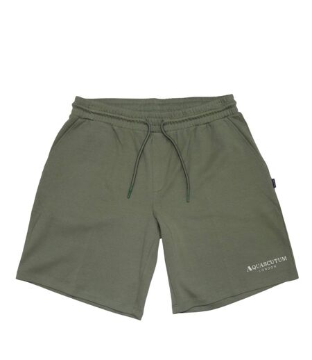 Mens Fleece Logo Sweat Shorts Military Green Aquascutum