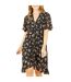 Robe Portefeuille Motif/style Floral Femme Noir Mela London-4