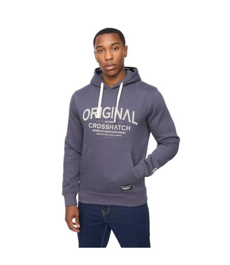 Mens Vintarge Hoodie Navy Crosshatch