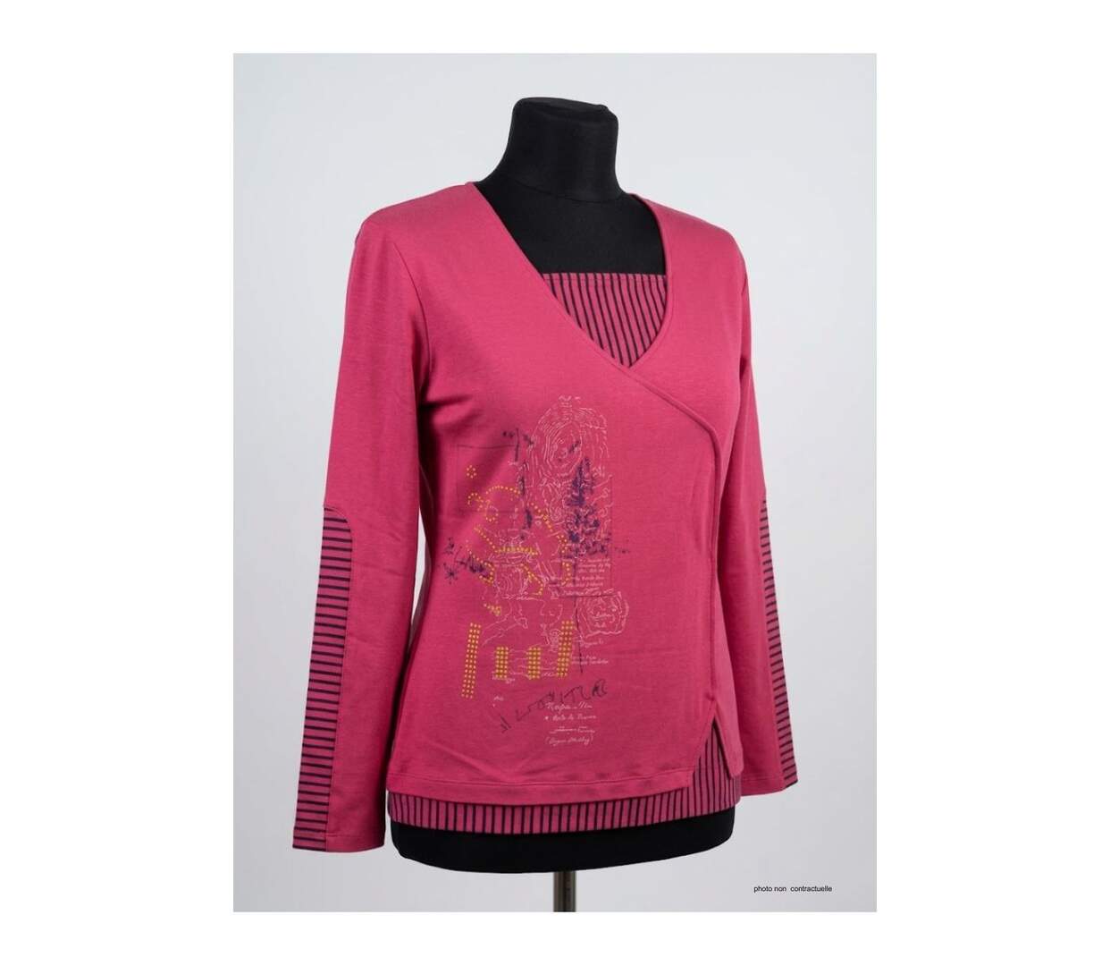 Tunique AXONE DUPLEX2F fuchsia : l'élégance du contraste rayé marine-3